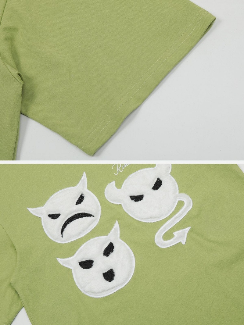 T Shirts Aelfric Eden Devil Element Towel Embroidery Tee Vert | VTC-47069029